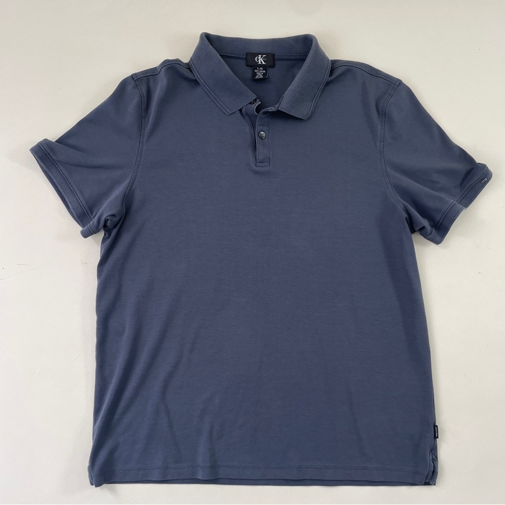 Calvin Klein Polo Shirt Mens Large Gray Short Sleeve Casual Preppy Adult